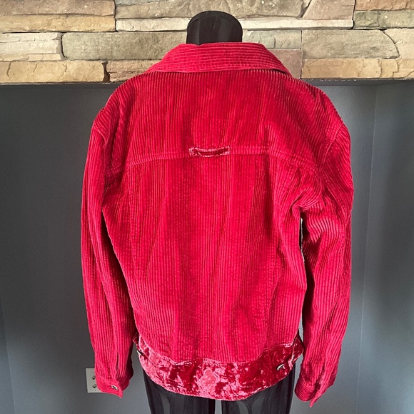 J. Jill Pink Oversized Corduroy Crushed Velvet Jean Jacket Preppy Layer Artsy S - Picture 8 of 11